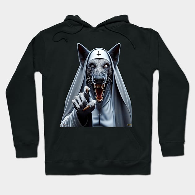 Scary Doggie Nun Hoodie by Darn Doggie Club by focusln